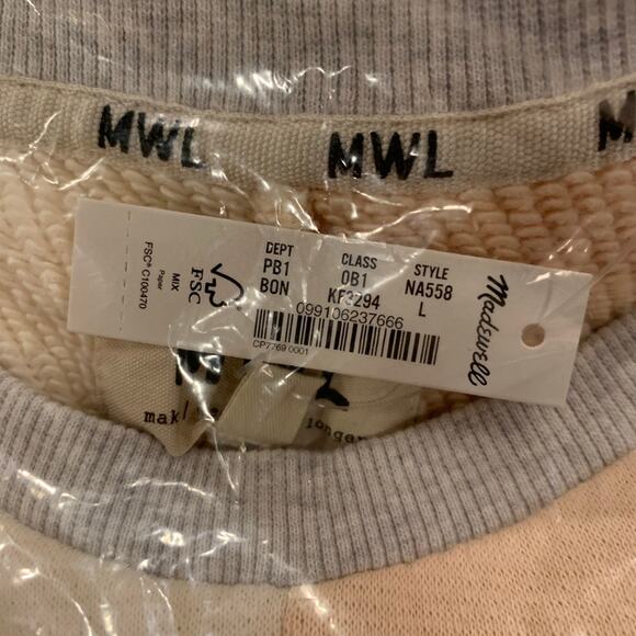 NWT Madewell MWL Airyterry Colorblock Crop Sweatshirt - Picture 6 of 9